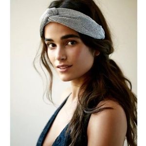 Free People Silver Metallic Mesh Headband NEW